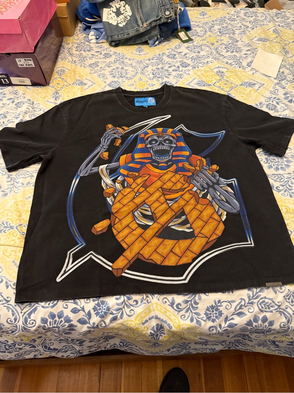 Godspeed Black Short-Sleeve Graphic Tee with Orange Pharaoh Skeleton